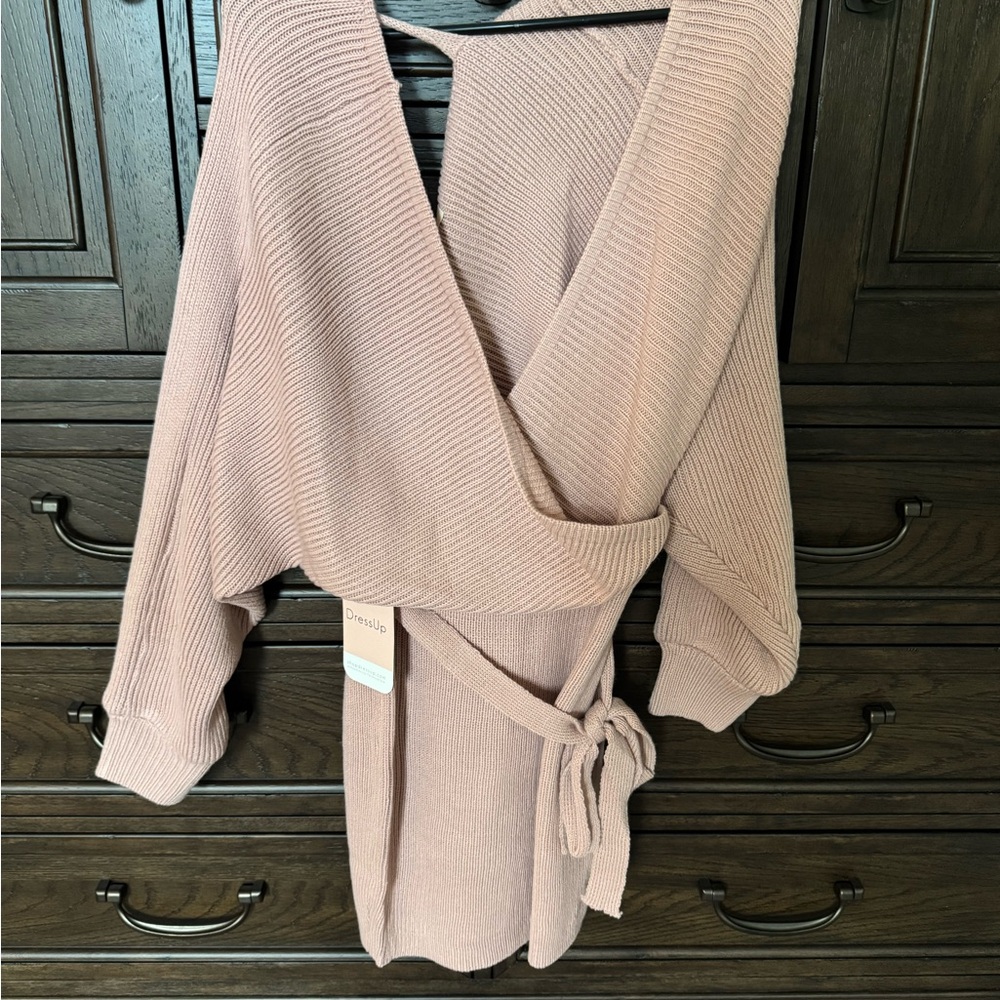 Blush Ribbed Knit Sweater Dress
